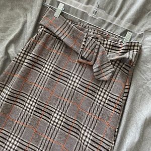 Zara Plaid Maxi Skirt with Belt